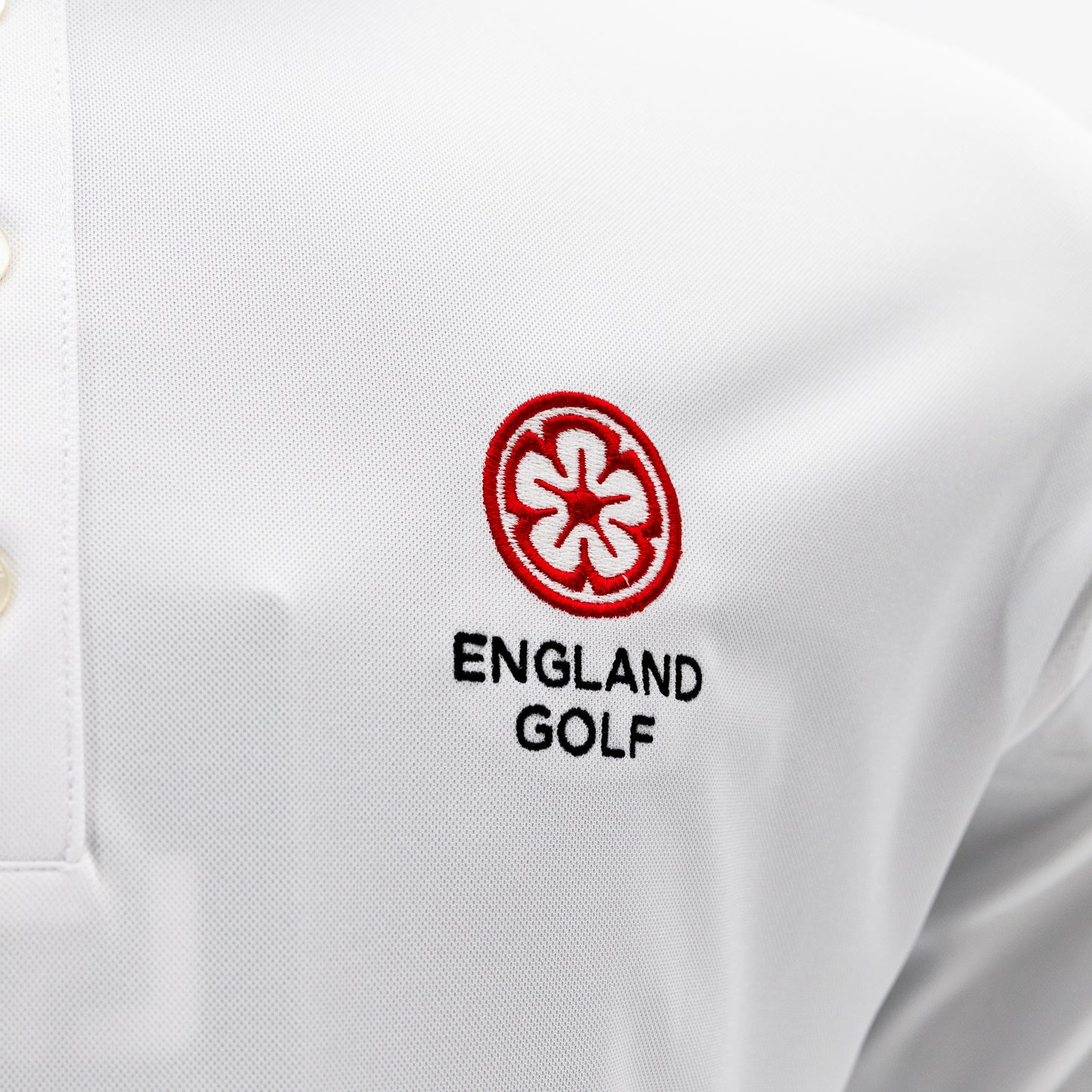 England Golf FJ Long Sleeve Thermocool Polo. White