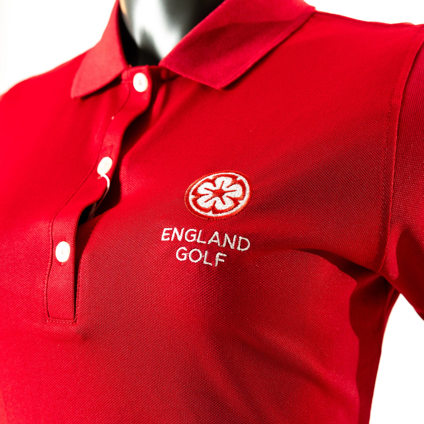 England Golf Womens FJ Performance Polo. Red
