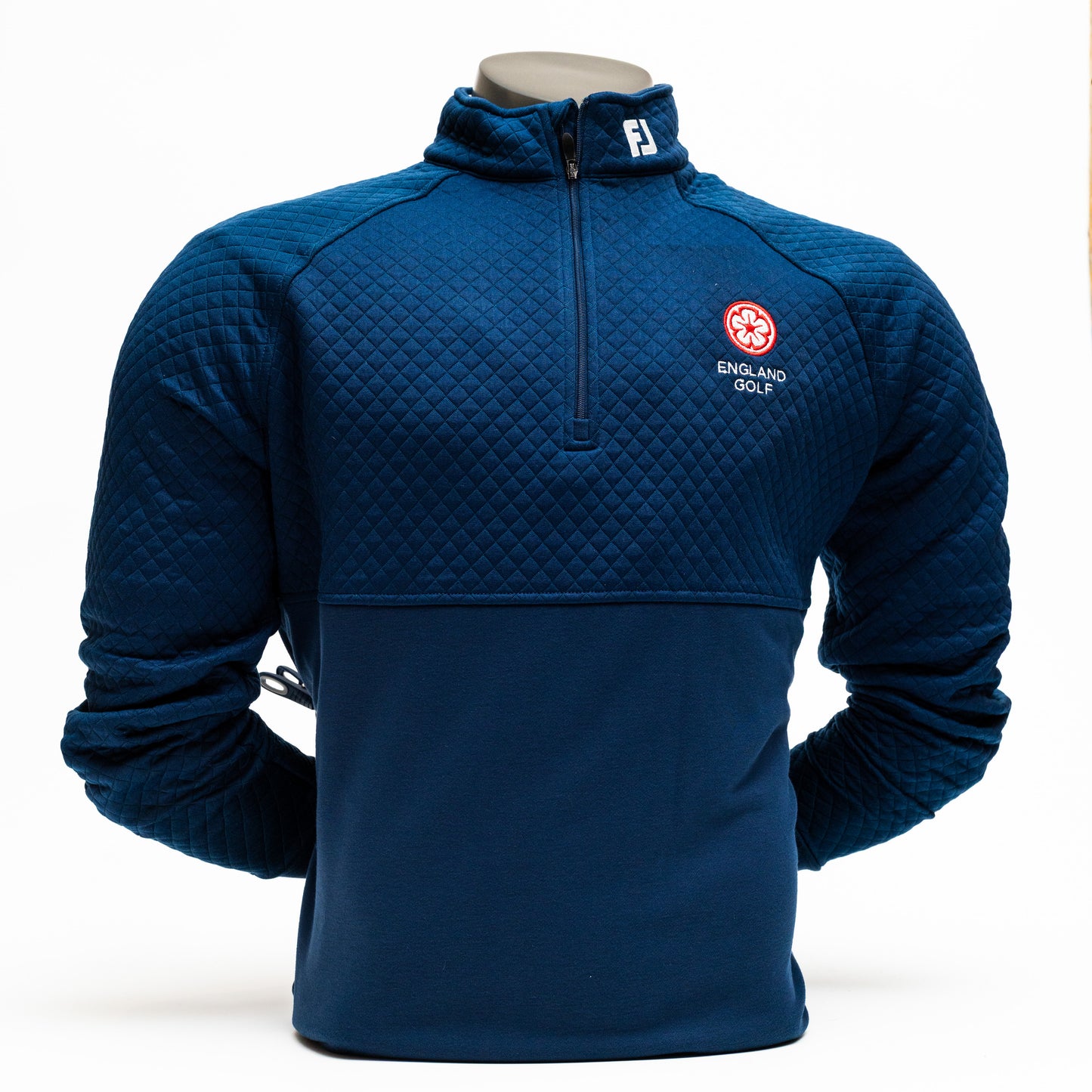 England Golf FJ 1/4 Zip Performance Pullover Jacquard. Navy