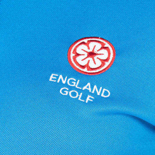 England Golf Womens FJ Performance Polo. Cobalt