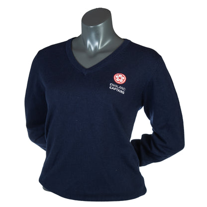 England Captains Womens FJ, Wool Blend V-Neck Pullover