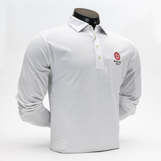 England Golf FJ Long Sleeve Thermocool Polo. White