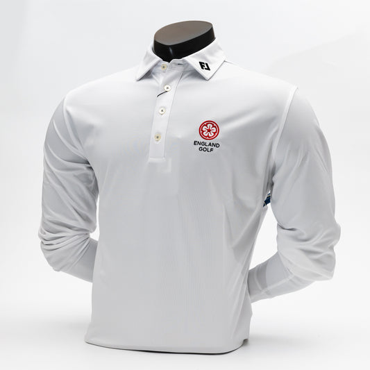 England Golf FJ Long Sleeve Thermocool Polo. White
