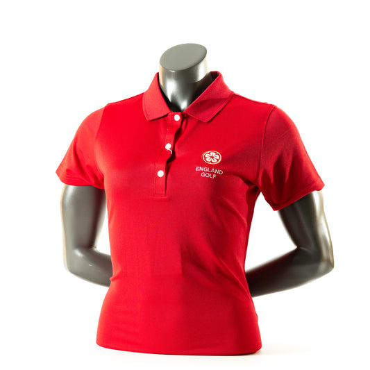 England Golf Womens FJ Performance Polo. Red